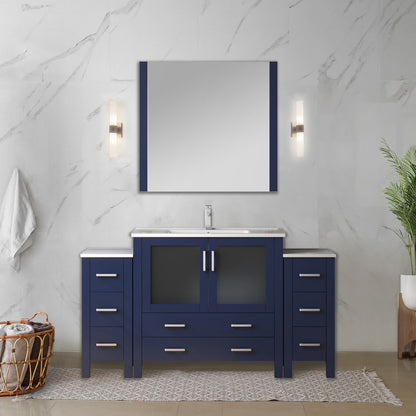 Lexora Volez 60 in. Navy Blue Single Sink Bath Vanity