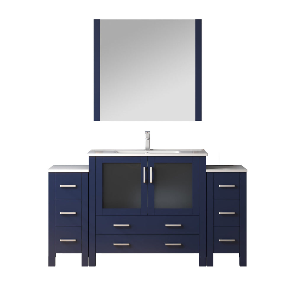 Lexora Volez 60 in. Navy Blue Single Sink Bath Vanity