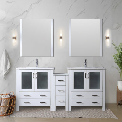 Lexora Volez 72 in. White Double Sink Bath Vanity