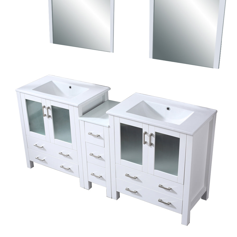 Lexora Volez 72 in. White Double Sink Bath Vanity