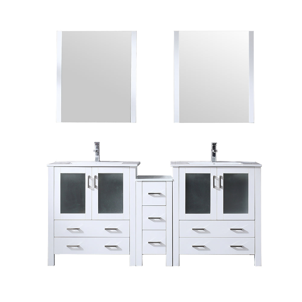 Lexora Volez 72 in. White Double Sink Bath Vanity