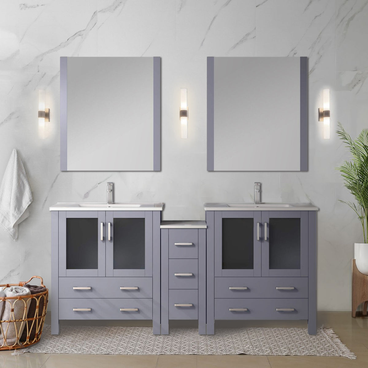 Lexora Volez 72 in. Dark Grey Double Sink Bath Vanity