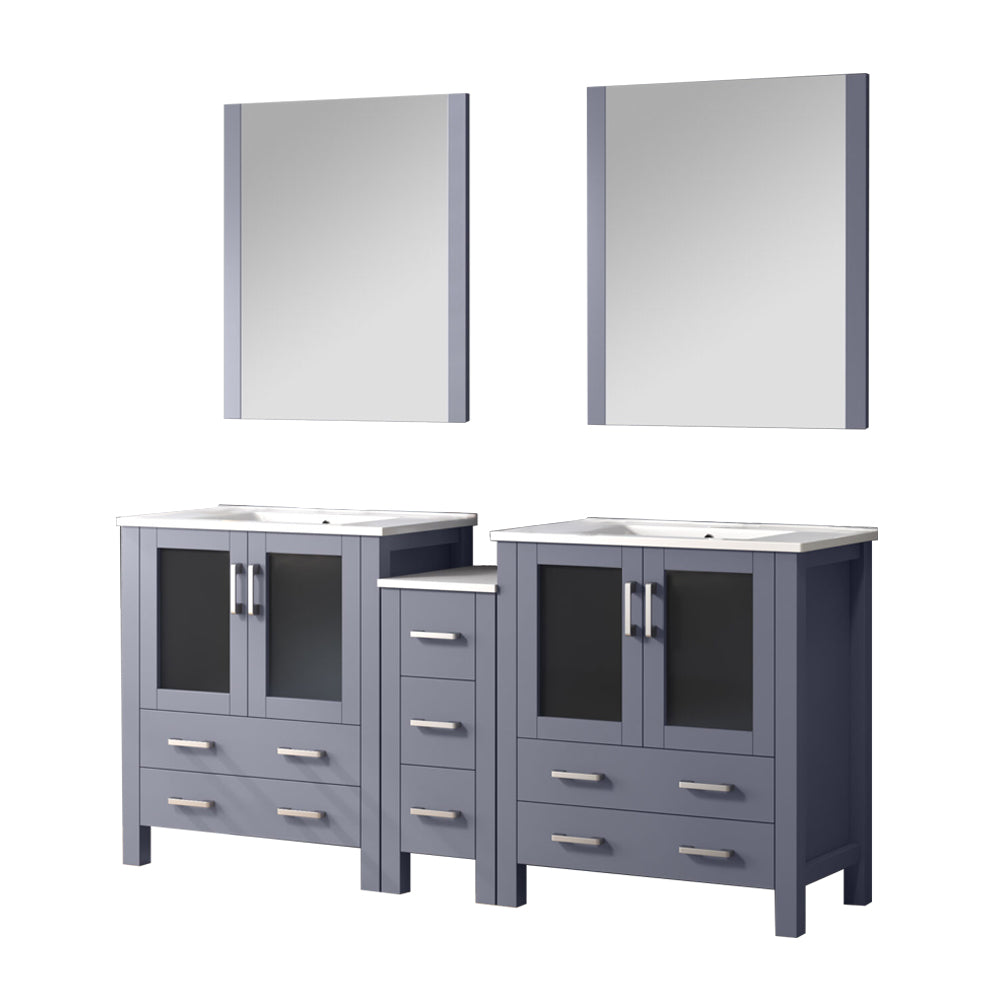 Lexora Volez 72 in. Dark Grey Double Sink Bath Vanity