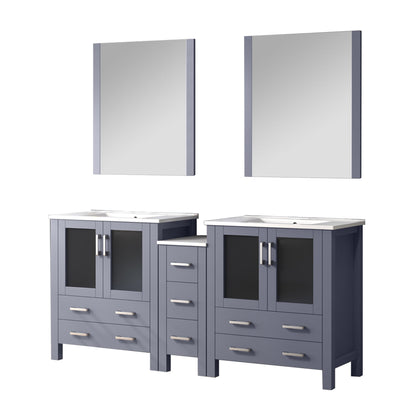 Lexora Volez 72 in. Dark Grey Double Sink Bath Vanity