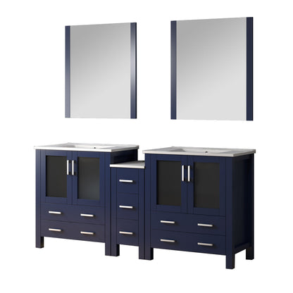 Lexora Volez 72 in. Navy Blue Double Sink Bath Vanity