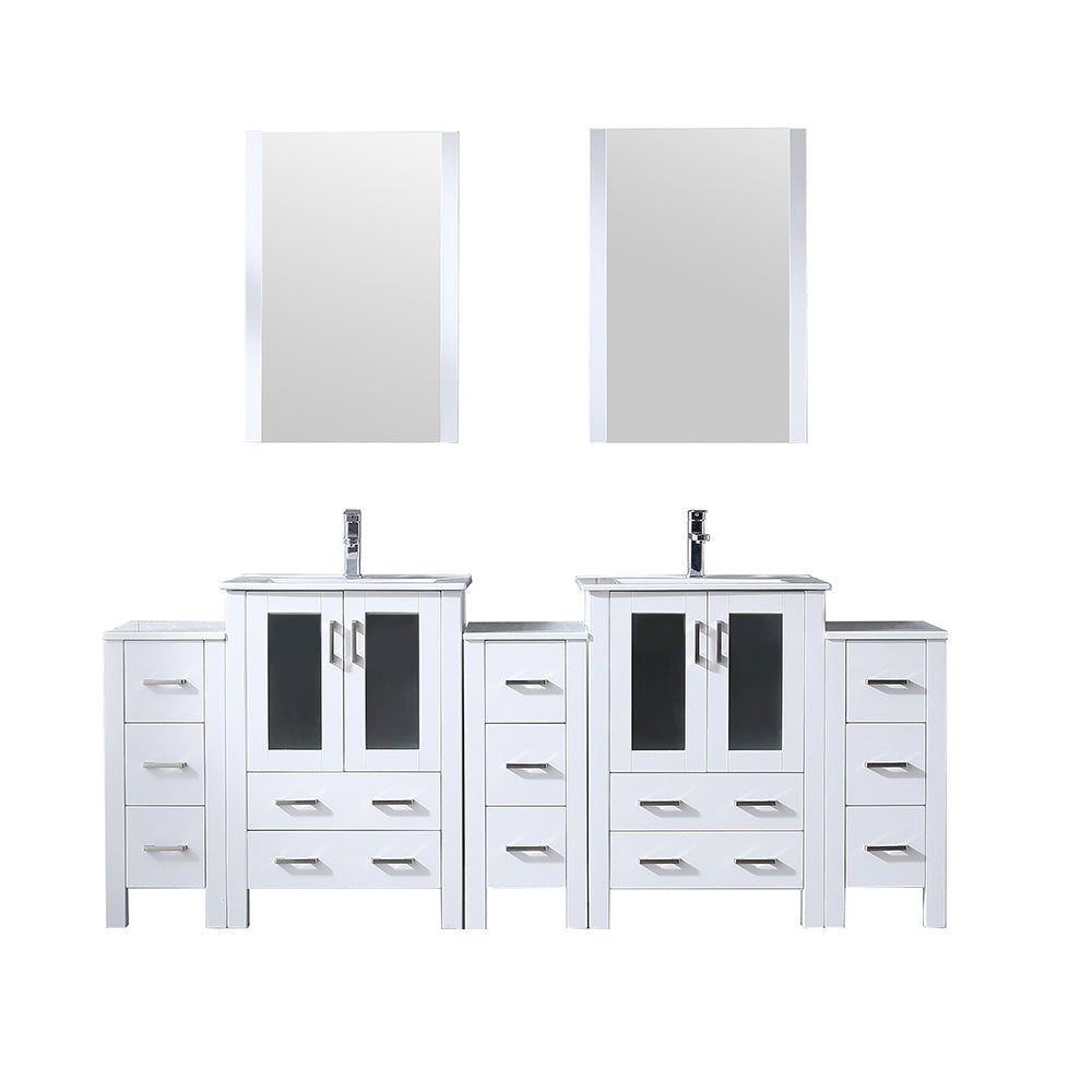Lexora Volez 84 in. White Double Sink Bath Vanity