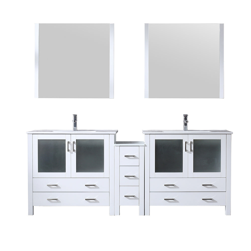 Lexora Volez 84 in. White Double Sink Bath Vanity