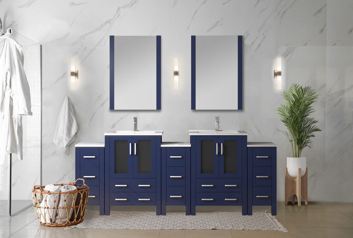 Lexora Volez 84 in. Navy Blue Double Sink Bath Vanity