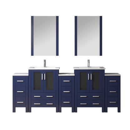 Lexora Volez 84 in. Navy Blue Double Sink Bath Vanity