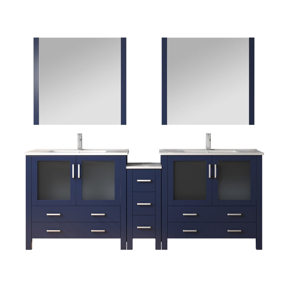 Lexora Volez 84 in. Navy Blue Double Sink Bath Vanity