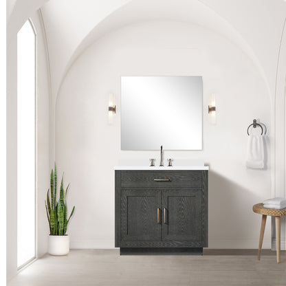 Lexora Abbey 36 in. Black Oak Single Sink Bath Vanity