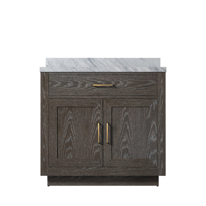 Lexora Abbey 36 in. Brown Oak Single Sink Bath Vanity
