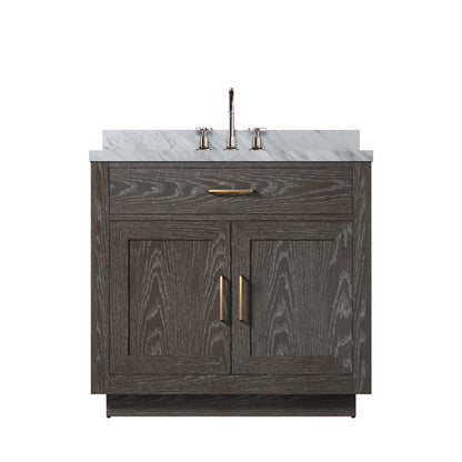 Lexora Abbey 36 in. Brown Oak Single Sink Bath Vanity