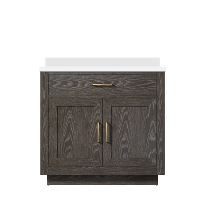 Lexora Abbey 36 in. Brown Oak Single Sink Bath Vanity