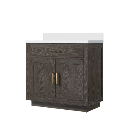 Lexora Abbey 36 in. Brown Oak Single Sink Bath Vanity