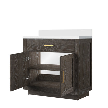 Lexora Abbey 36 in. Brown Oak Single Sink Bath Vanity