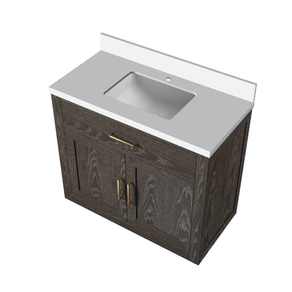 Lexora Abbey 36 in. Brown Oak Single Sink Bath Vanity