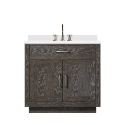 Lexora Abbey 36 in. Brown Oak Single Sink Bath Vanity