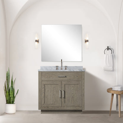 Lexora Abbey 36 in. Grey Oak Single Sink Bath Vanity