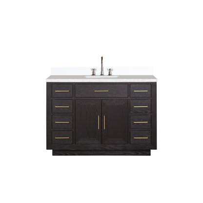 Lexora Abbey 48 in. Black Oak Single Sink Bath Vanity