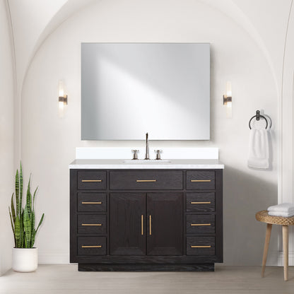 Lexora Abbey 48 in. Black Oak Single Sink Bath Vanity