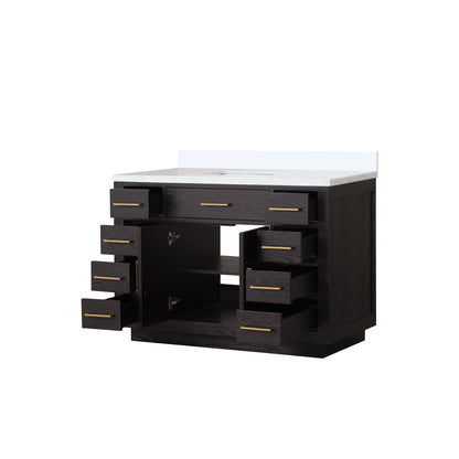 Lexora Abbey 48 in. Black Oak Single Sink Bath Vanity