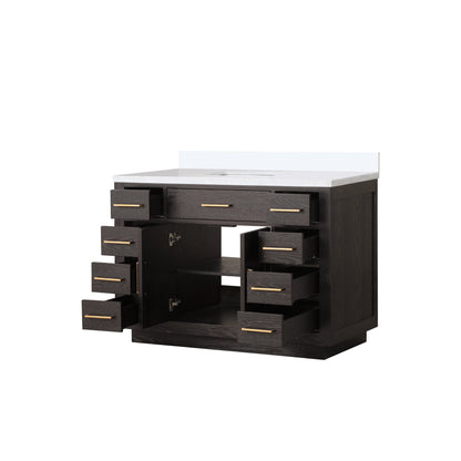 Lexora Abbey 48 in. Brown Oak Single Sink Bath Vanity