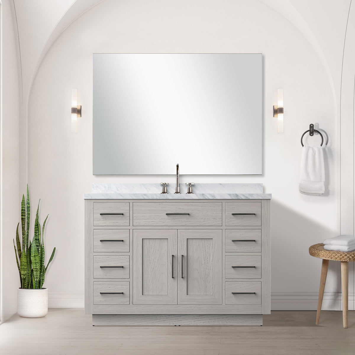 Lexora Abbey 48 in. White Oak Single Sink Bath Vanity