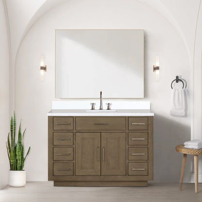 Lexora Abbey 48 in. Grey Oak Single Sink Bath Vanity