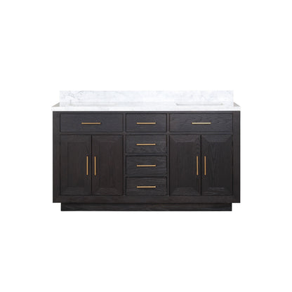 Lexora Abbey 60 in. Black Oak Double Sink Bath Vanity