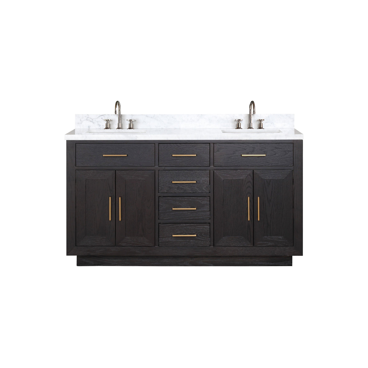 Lexora Abbey 60 in. Black Oak Double Sink Bath Vanity