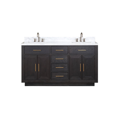 Lexora Abbey 60 in. Black Oak Double Sink Bath Vanity