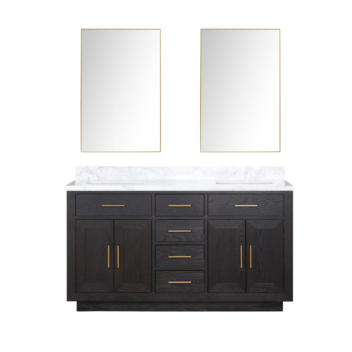 Lexora Abbey 60 in. Black Oak Double Sink Bath Vanity