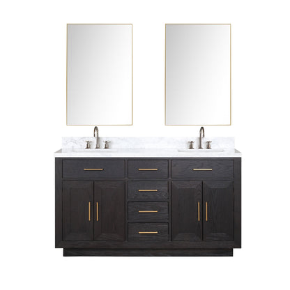Lexora Abbey 60 in. Black Oak Double Sink Bath Vanity