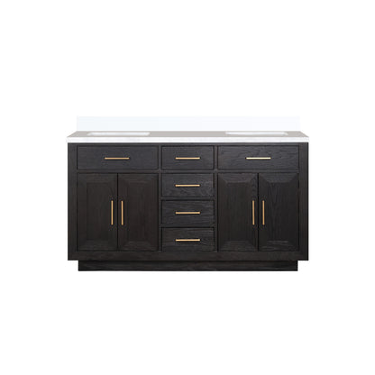 Lexora Abbey 60 in. Black Oak Double Sink Bath Vanity