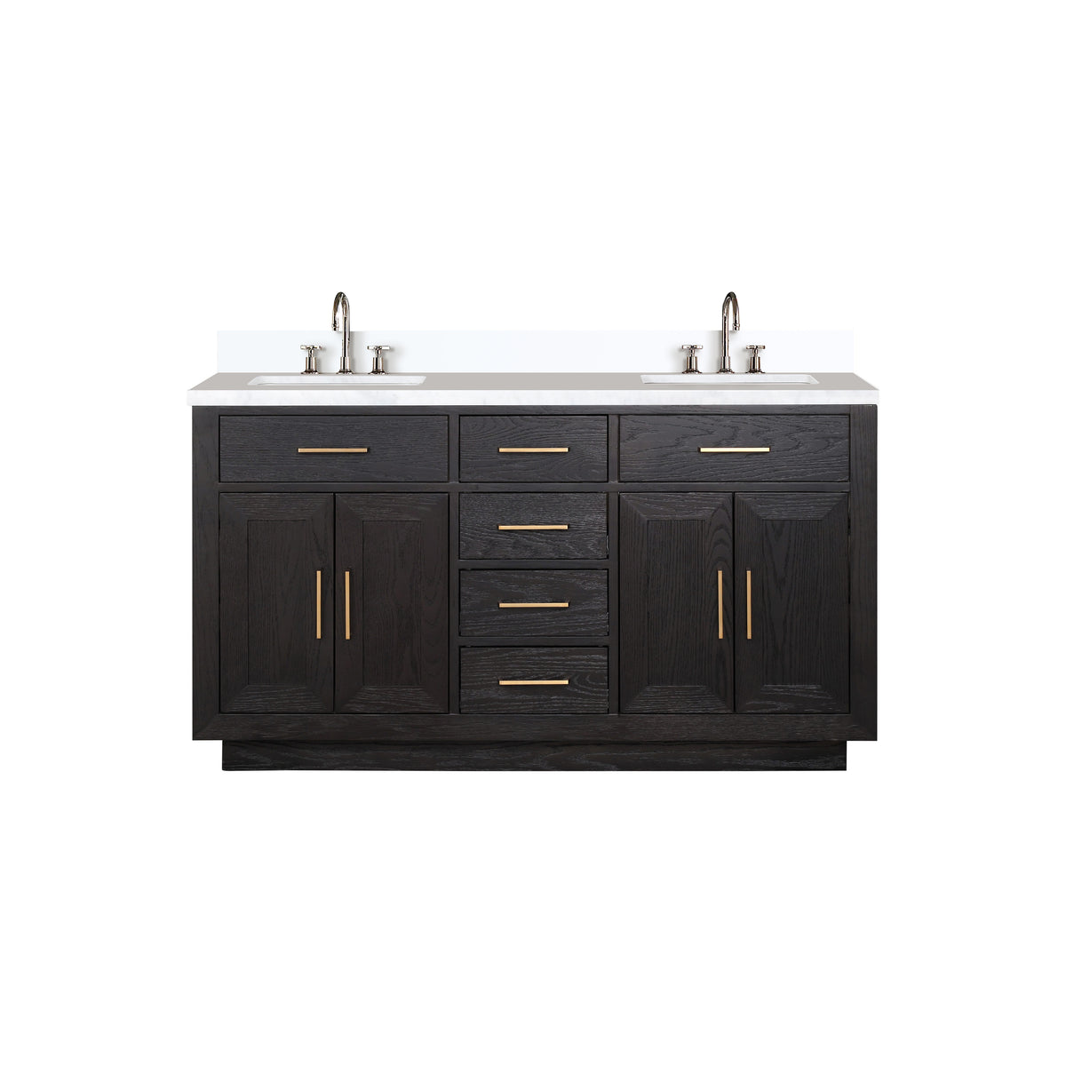Lexora Abbey 60 in. Black Oak Double Sink Bath Vanity