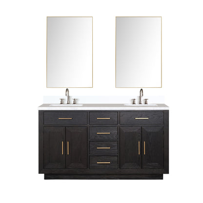 Lexora Abbey 60 in. Black Oak Double Sink Bath Vanity