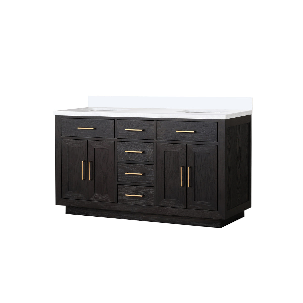 Lexora Abbey 60 in. Black Oak Double Sink Bath Vanity