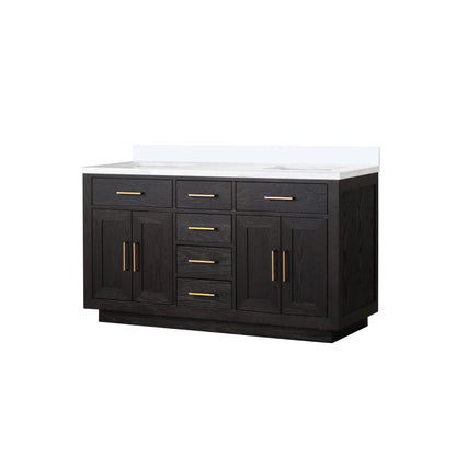 Lexora Abbey 60 in. Black Oak Double Sink Bath Vanity