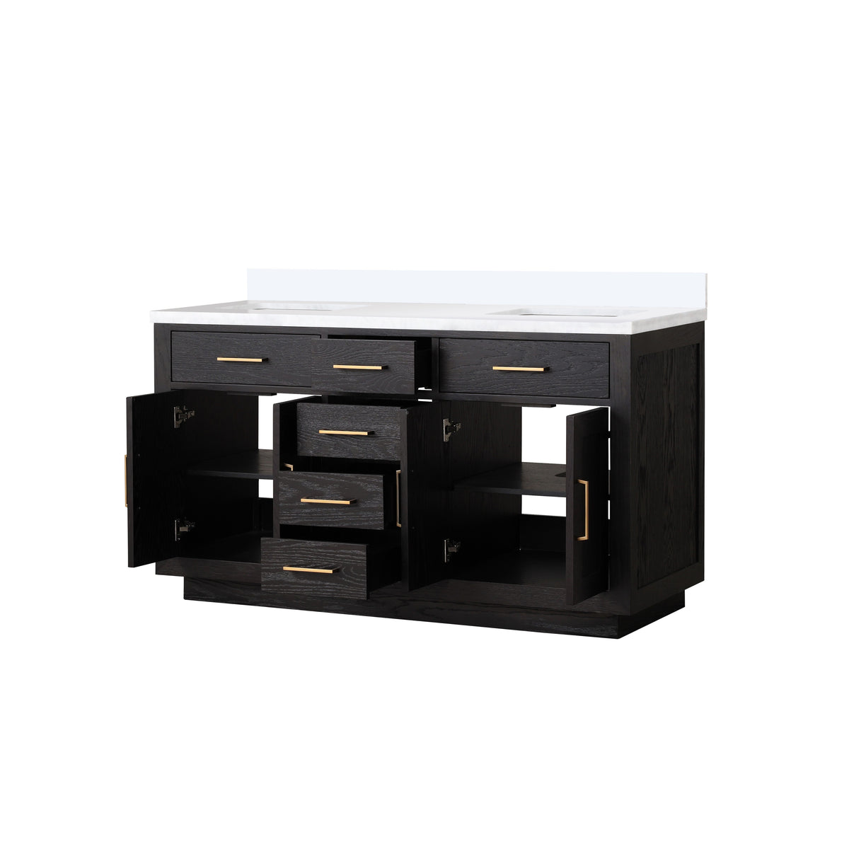 Lexora Abbey 60 in. Black Oak Double Sink Bath Vanity