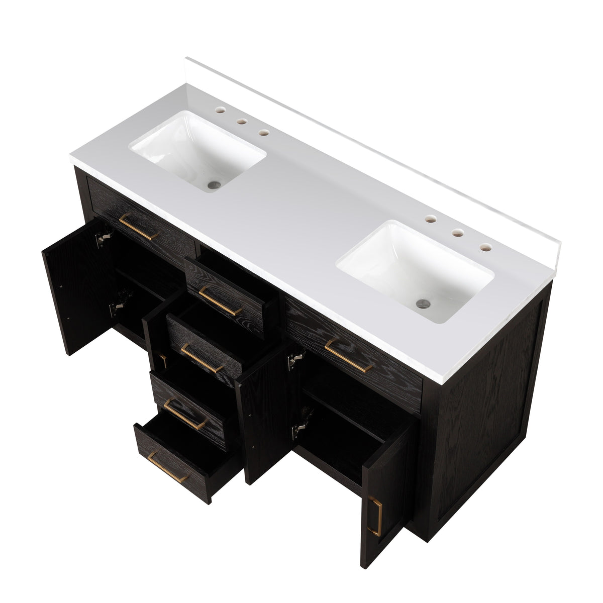 Lexora Abbey 60 in. Black Oak Double Sink Bath Vanity