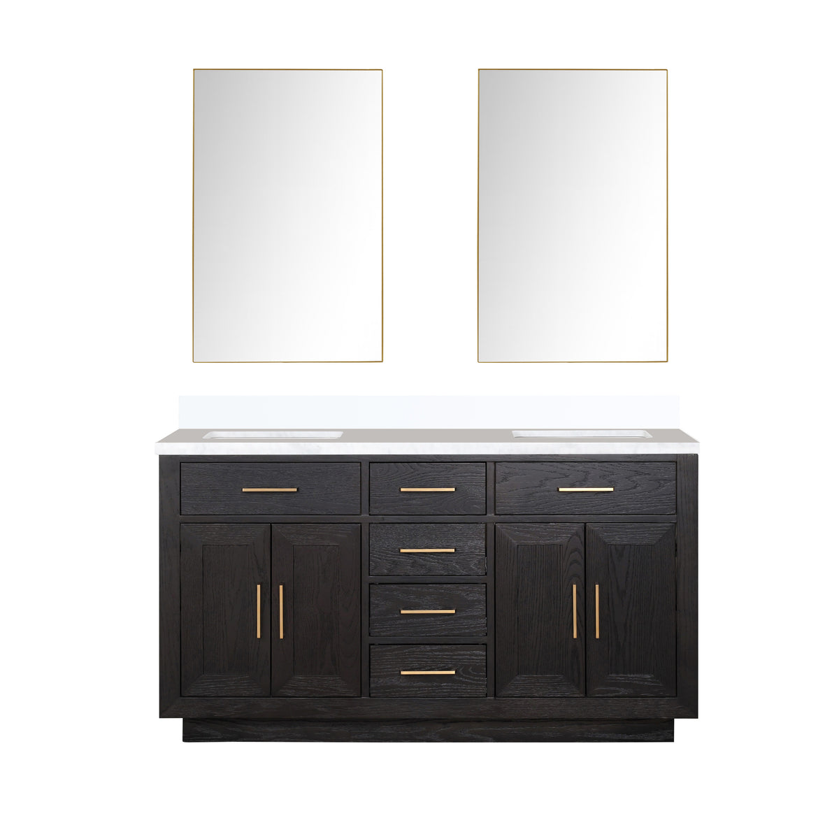 Lexora Abbey 60 in. Black Oak Double Sink Bath Vanity
