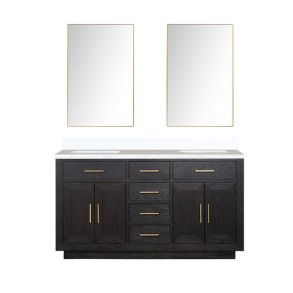Lexora Abbey 60 in. Black Oak Double Sink Bath Vanity