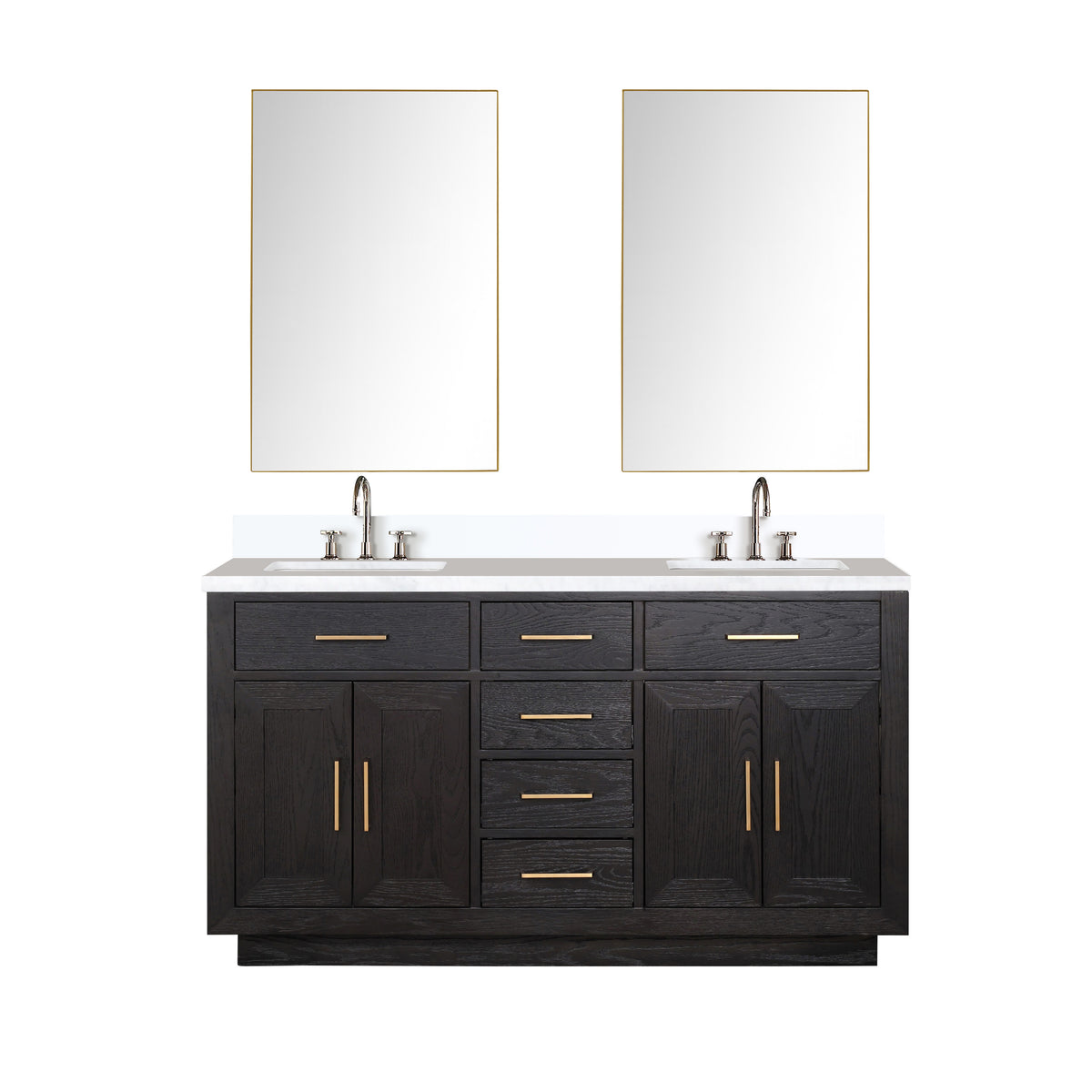 Lexora Abbey 60 in. Black Oak Double Sink Bath Vanity