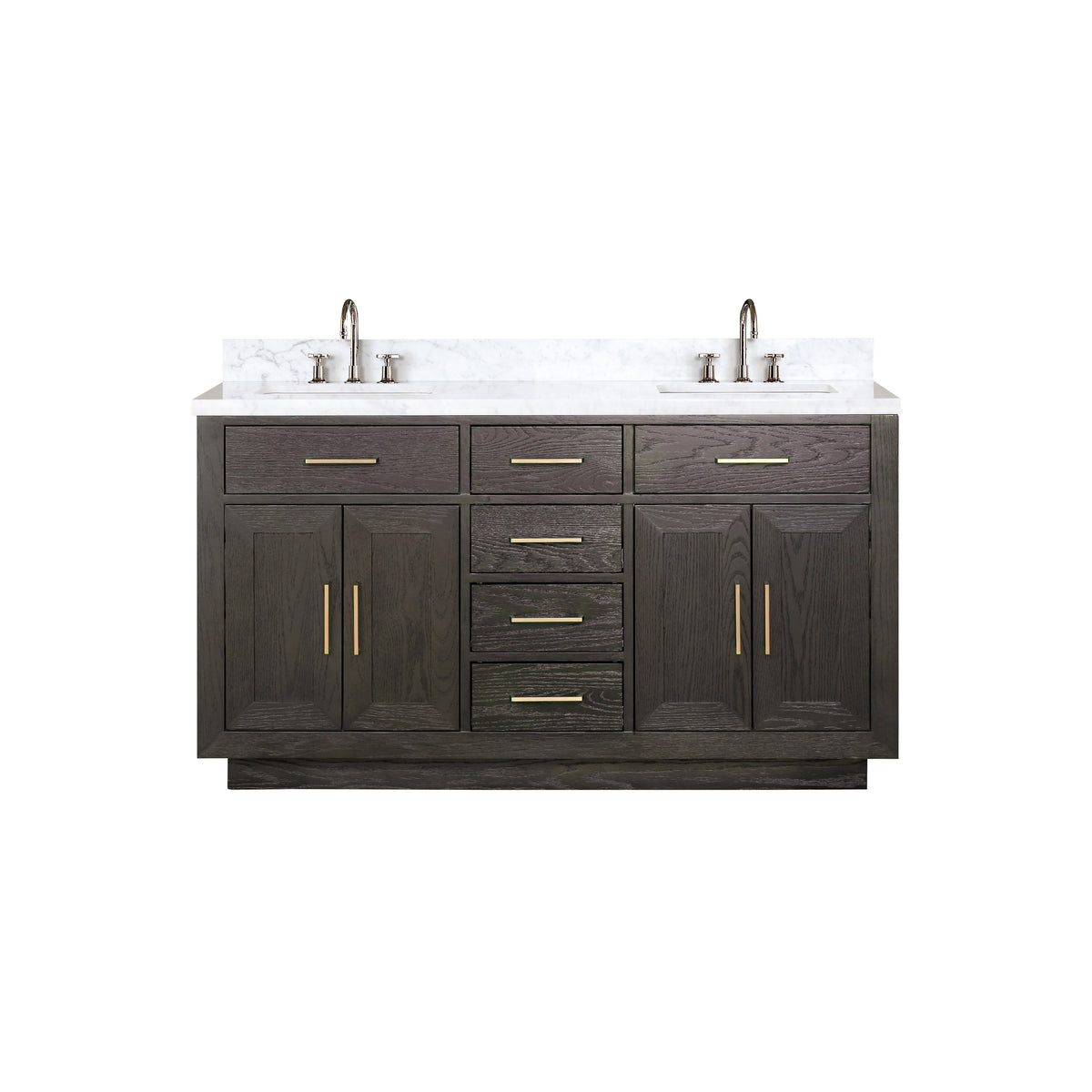 Lexora Abbey 60 in. Brown Oak Double Sink Bath Vanity