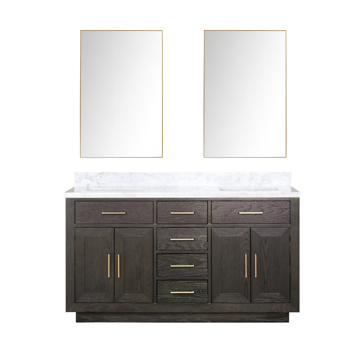 Lexora Abbey 60 in. Brown Oak Double Sink Bath Vanity