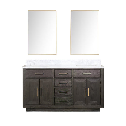 Lexora Abbey 60 in. Brown Oak Double Sink Bath Vanity