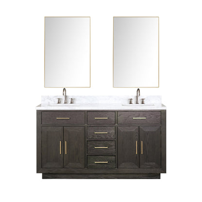 Lexora Abbey 60 in. Brown Oak Double Sink Bath Vanity