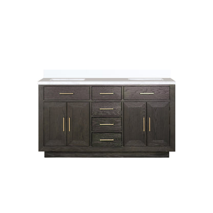 Lexora Abbey 60 in. Brown Oak Double Sink Bath Vanity