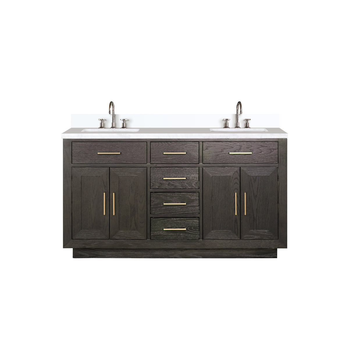 Lexora Abbey 60 in. Brown Oak Double Sink Bath Vanity